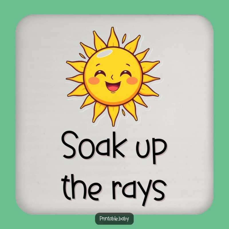 Funny Grinning Sun Coaster: Bright Sunshine Character, Chic Funny Gift for Tables