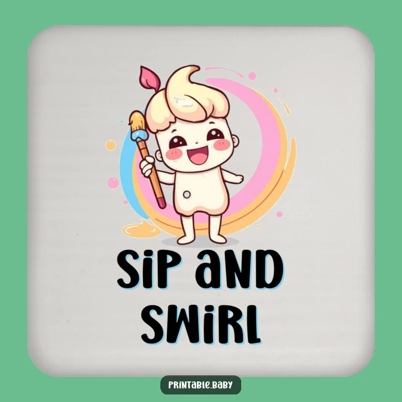 Funny Paintbrush Coaster - Rainbow Art Protection for Drinks & Creative Gifts