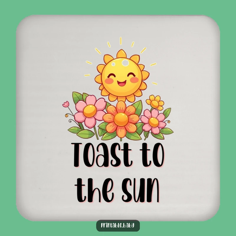 Funny Sun Flowers Drink Coaster - Giggling Bright Table Gift