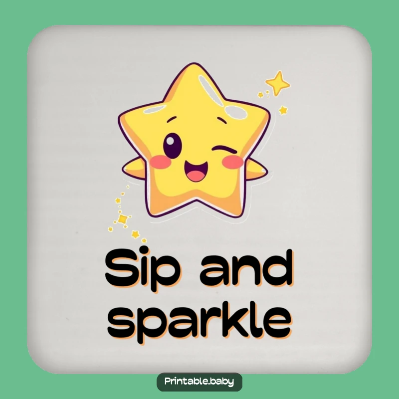 Funny Winking Star Coaster Set: Glitter Trail for Sparkly & Humorous Tables