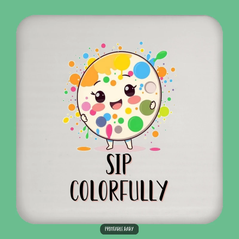 Funny Paint Palette Coaster: Protect Surfaces with Art - Colorful Drink Accessory