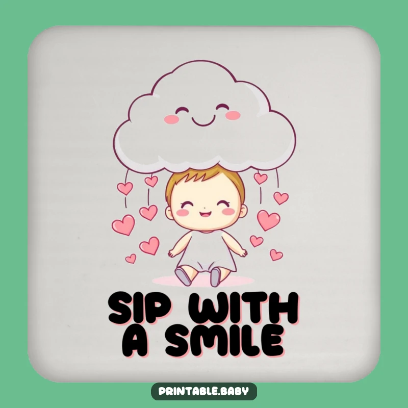Funny Cloud Hearts Drink Coaster - Sweet Rain Table Protector