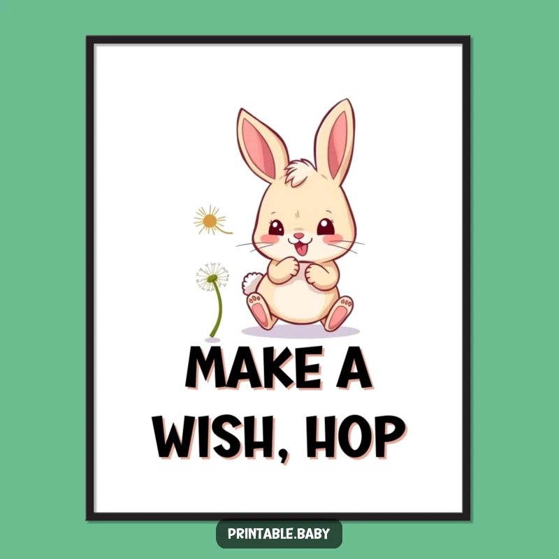 Funny Bunny Dandelion Poster - Mischievous Character Art Gift