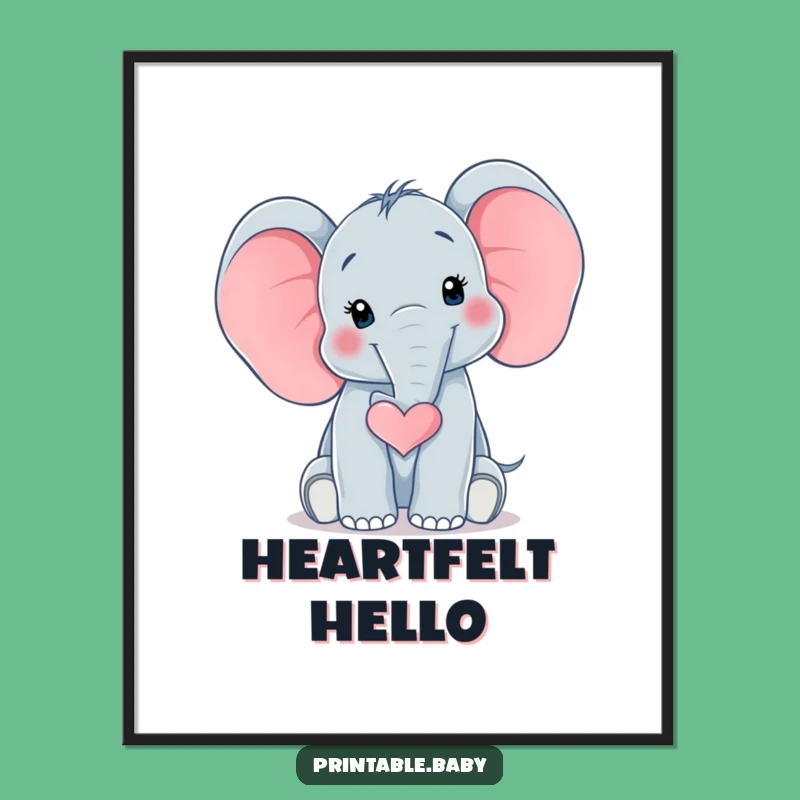Funny Elephant Heart Poster: Baby Trunk Love Art, Hilarious Gift for Sweet Spaces