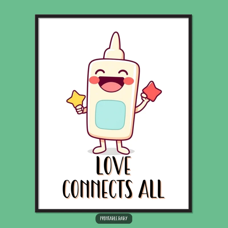 Funny Laughing Glue Stick Poster: Cheerful Character Art, Unique Humorous Decor