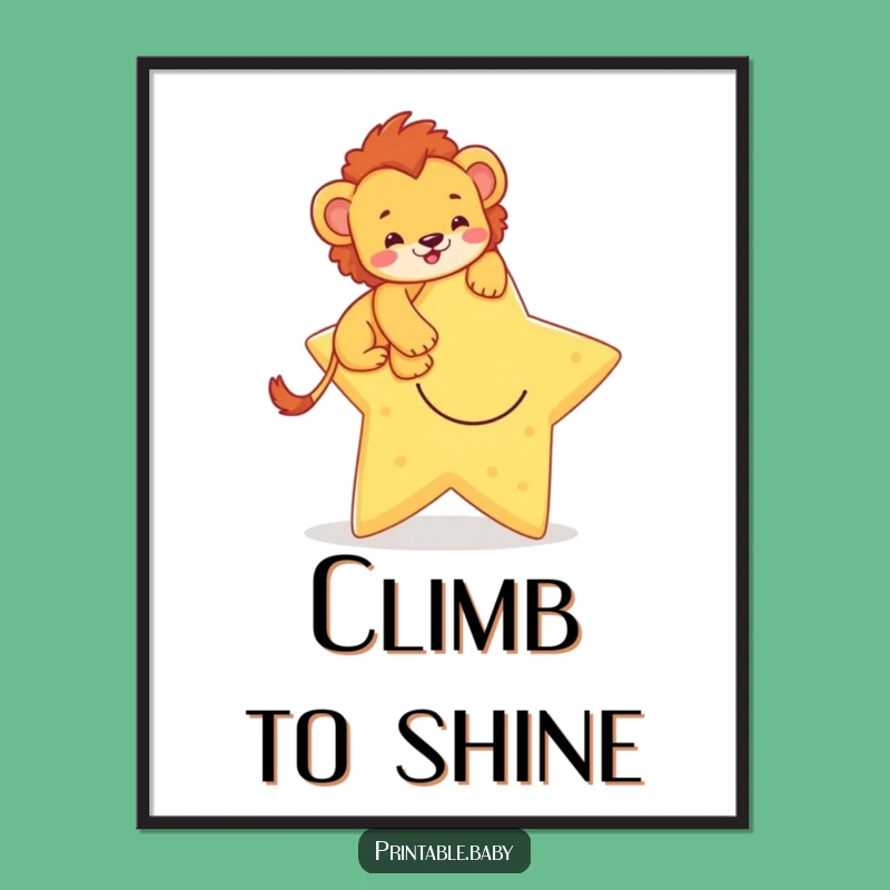 Funny Lion Cub Poster: Brave Star Climber Wall Art