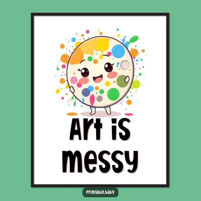Funny Paint Palette Poster: Vibrant Splashes - Hilarious Wall Art for Studios