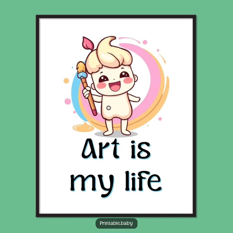 Funny Paintbrush Poster - Rainbow Art Print for Creative & Humorous Decor Gift