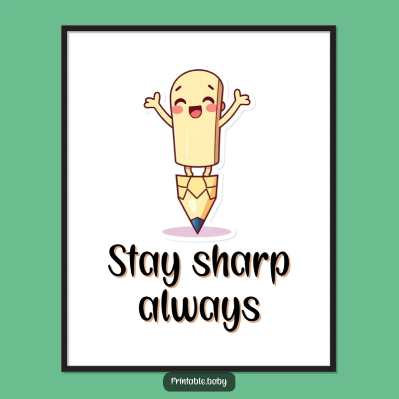 Funny Pencil Poster - Silly Balancing Art for Witty & Humorous Decor Gift