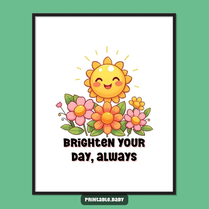 Funny Sun Flowers Poster - Giggling Bright Art Gift