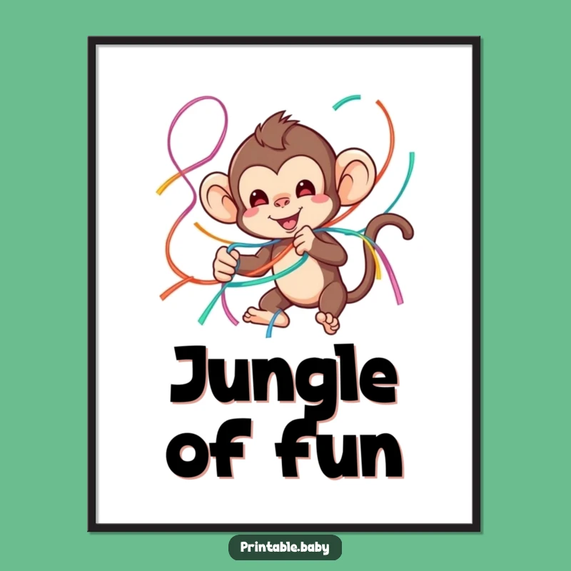 Funny Monkey Art Poster: Playful Tangle for a Festive Vibe