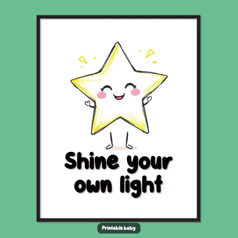 Funny Crayon Star Poster: Joyful Artist Character Art Print Gift for Walls
