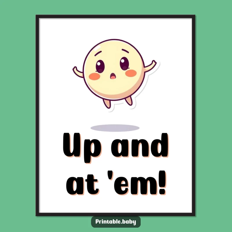 Funny Bouncing Ball Poster - Surprised Character Art for Dynamic & Humorous Decor Gift