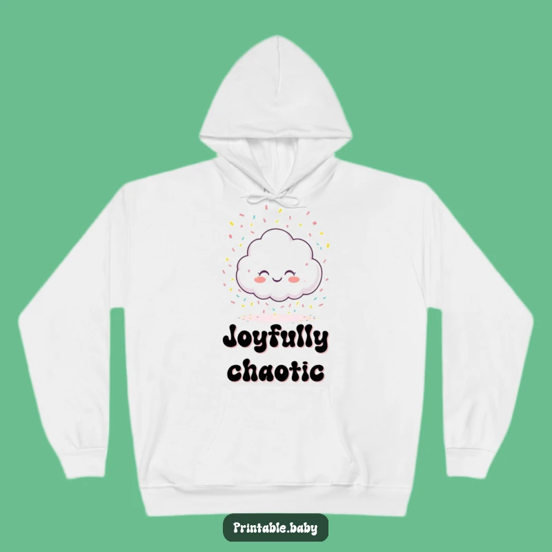 Cozy Funny Giggling Cloud Hoodie: Confetti Rain for Warm Creative Vibes