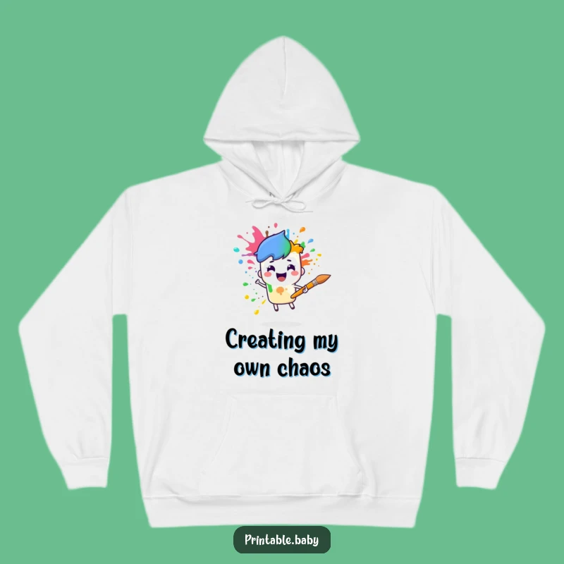 Cozy Funny Paintbrush Rainbow Hoodie: Warm Artist Character Gift for Creativity