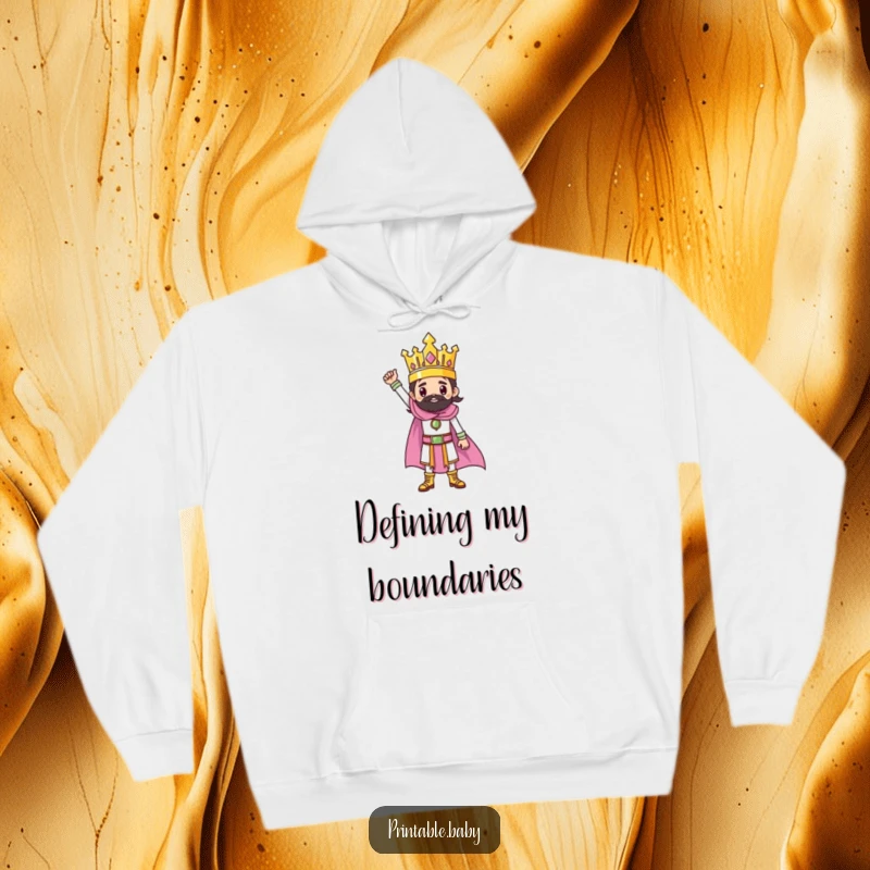 Funny hoodie featuring a triumphant ruler character standing victoriously on a finished artistic drawing.