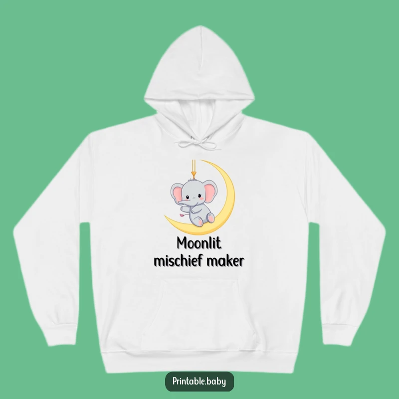 Funny Elephant Moon Hoodie: Cozy Nights, Lunar Dreams