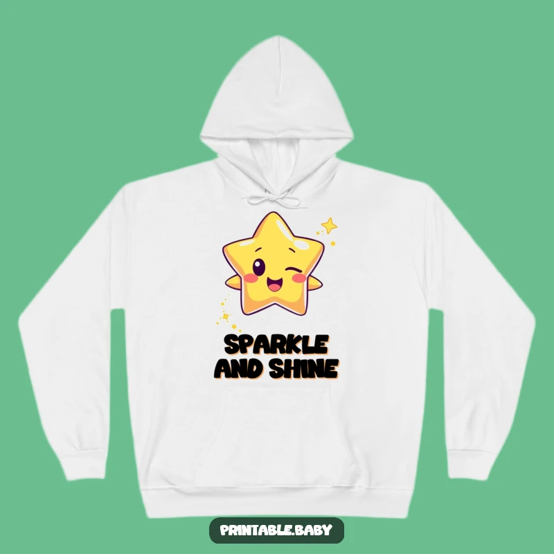 Cozy Funny Winking Star Hoodie: Glitter Trail for Warm & Sparkly Vibes