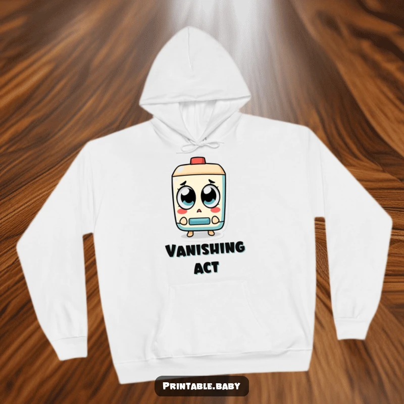Funny Eraser Hoodie: A surprised eraser character with wide eyes watches a mistake vanish, offering comfort and humor.