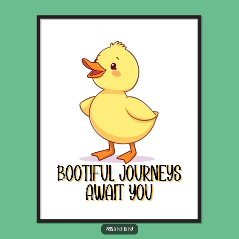 Funny Free Printable Wall Art: Duckling with Boots, Cute Downloadable Decor