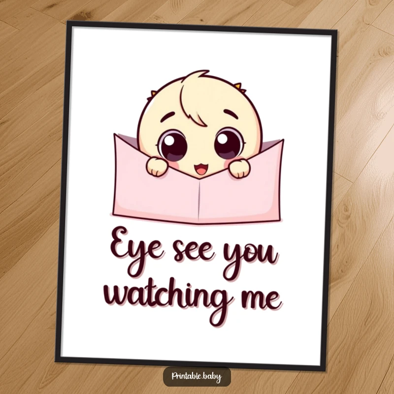 Funny Free Printable Wall Art: Delighted googly eye character peeking out, adding whimsical charm to any room, DIY decor.