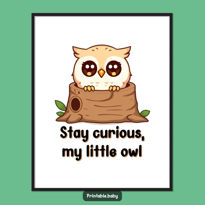 Free Printable Owl Wall Art: Surprised Peek LOL Digital Download