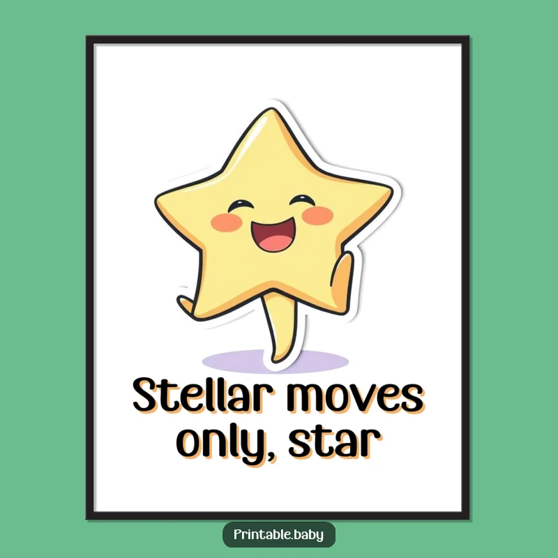 Free Printable Star Art: Funny Cartwheel Laugh Downloadable Wall Decor Gift