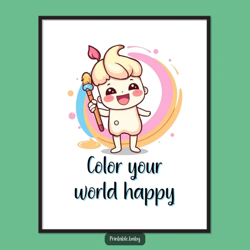 Free Printable Wall Art: Cheerful Paintbrush for Artistic Room Decor