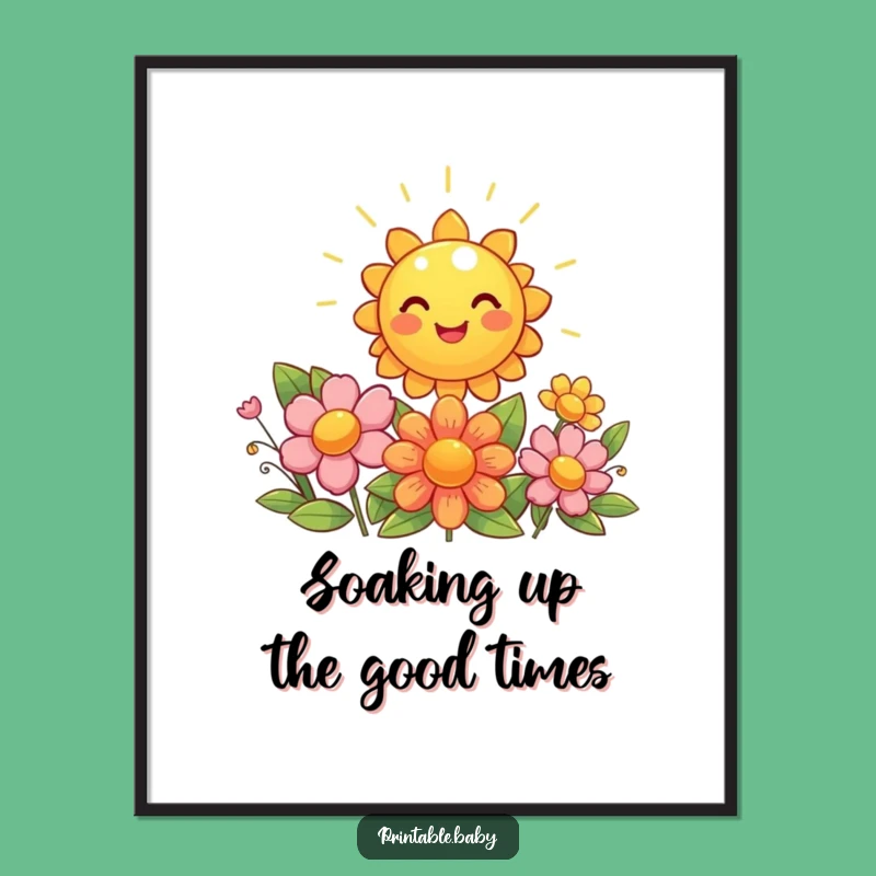 Free Printable Wall Art: Giggling Sun Flowers, Cheerful Downloadable Decor