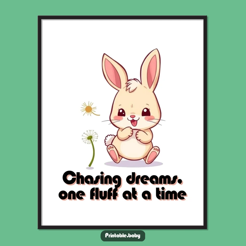 Free Printable Wall Art: Mischievous Bunny Dandelion, Playful Downloadable Decor