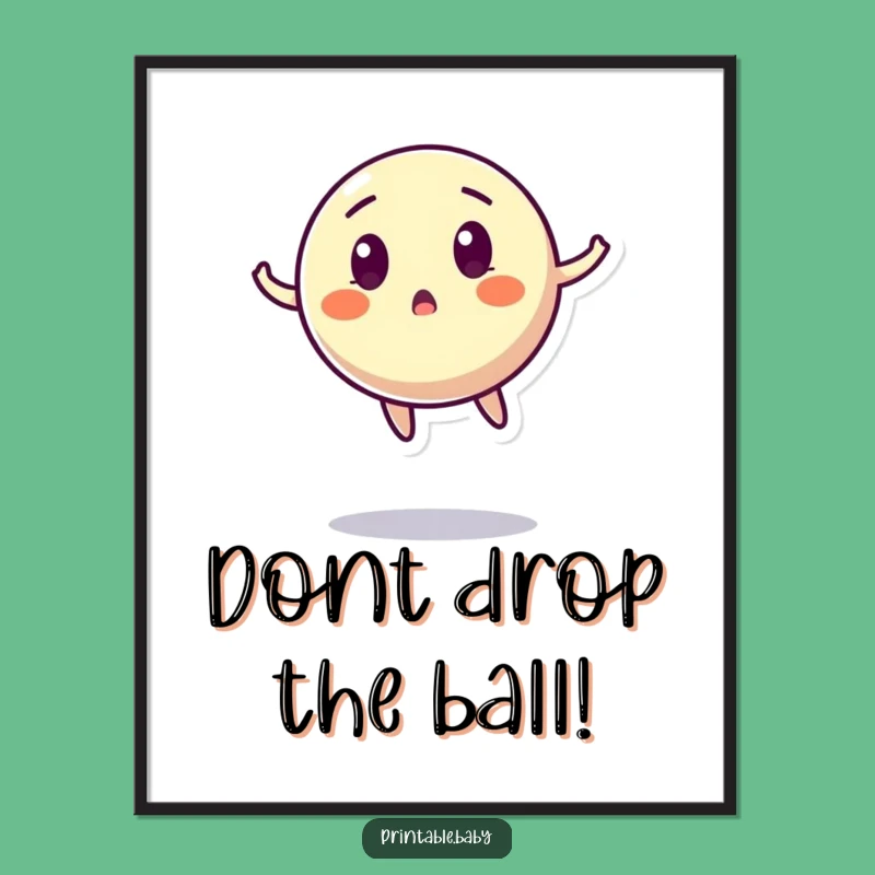 Free Printable Wall Art: Surprised Bouncing Ball for Playful Room Decor