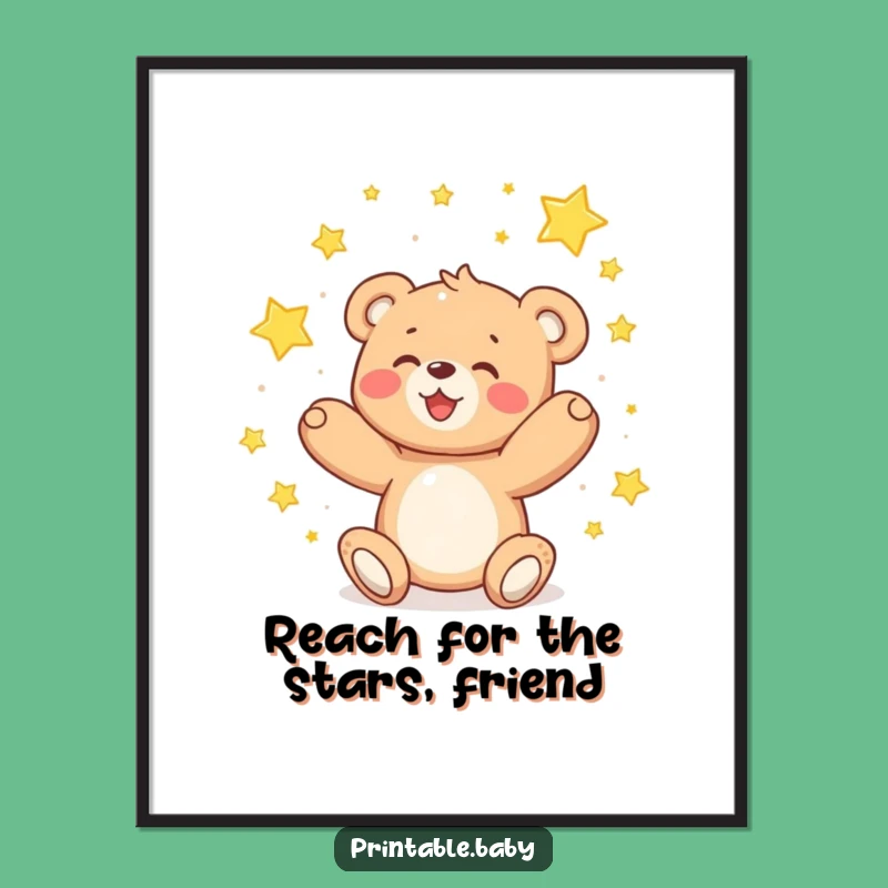 Free Printable Wall Art: Teddy Bear Star Catcher, Whimsical Downloadable Decor