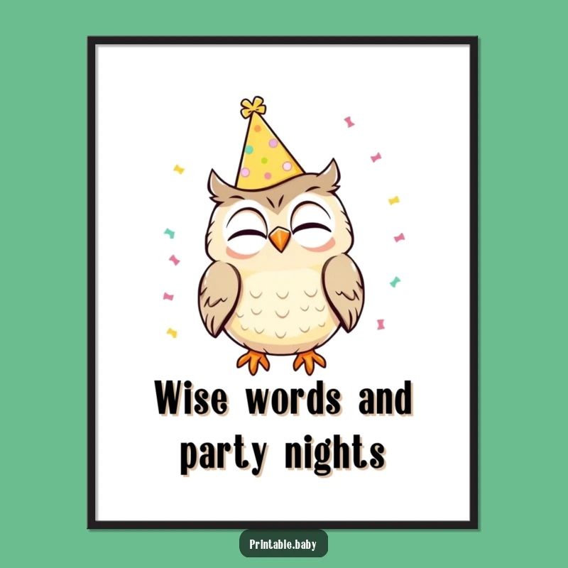 Funny Free Printable Wall Art: Giggling Owl Party Decor Downloadable