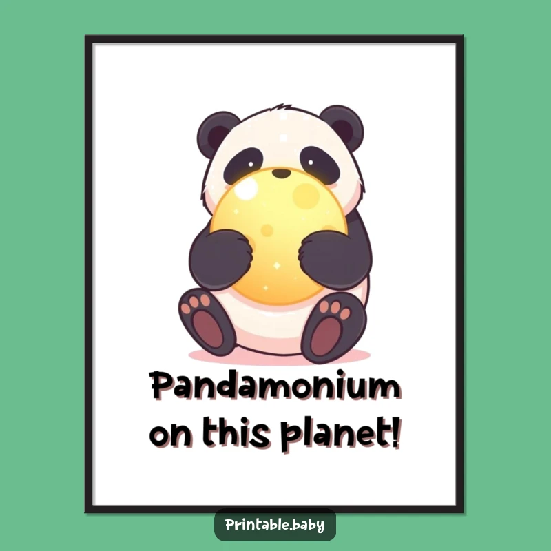 Free Printable Panda Wall Art: Hugging Planet Downloadable Gift