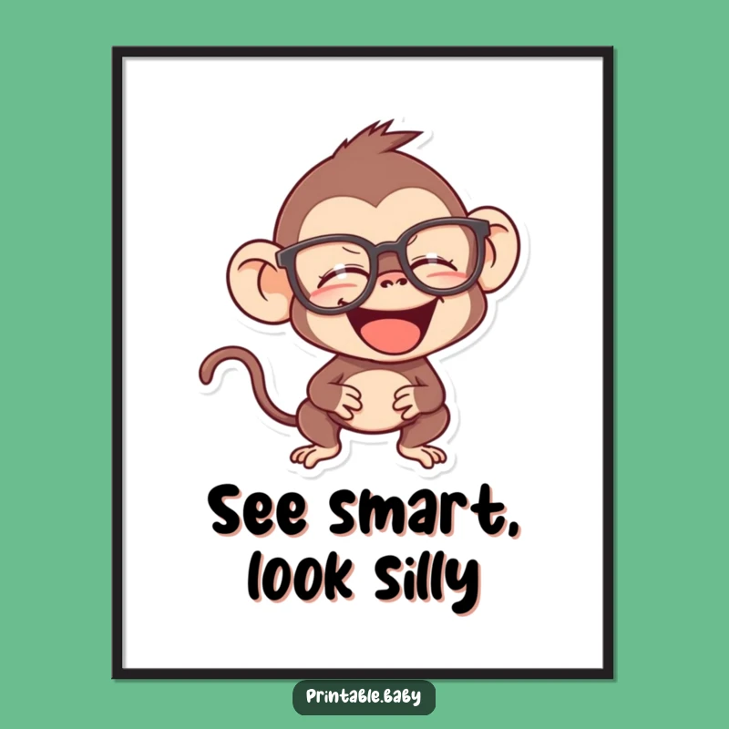 Free Printable Wall Art: Monkey in Glasses, Funny Downloadable Decor