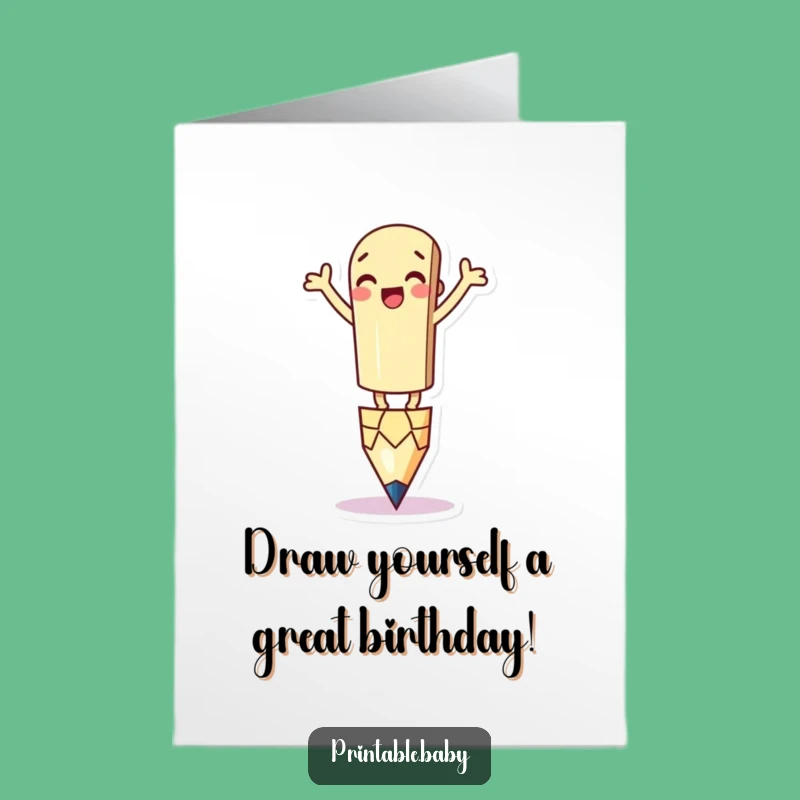 Free Printable Birthday Card: Silly Pencil's Balancing Act for Fun!