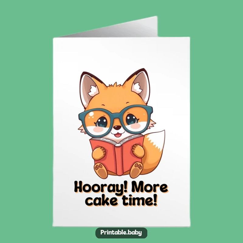 Free Printable Birthday Card: Bookish Fox Hilarious Downloadable Gift