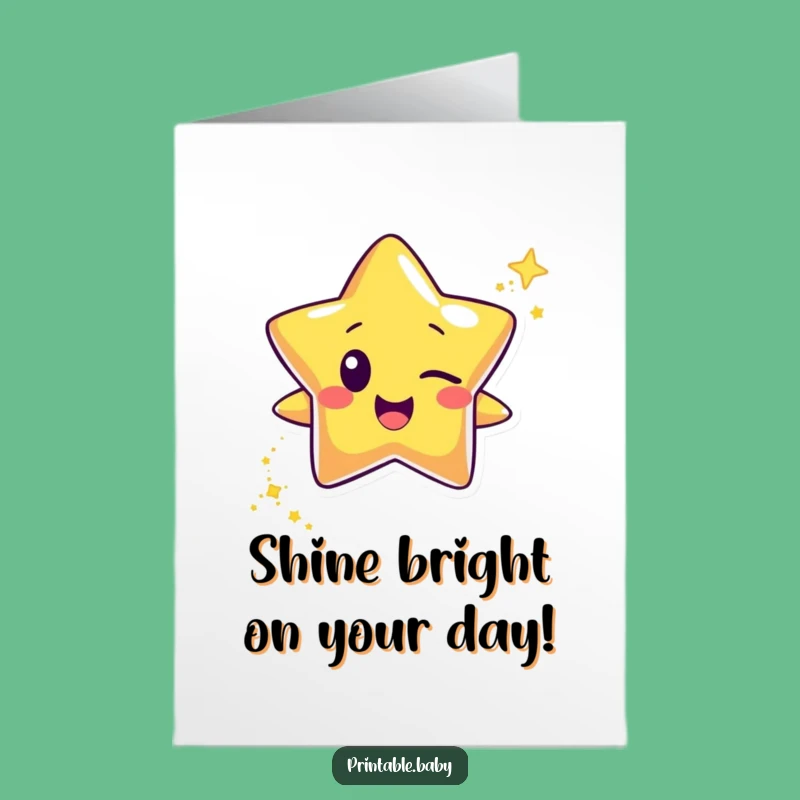 Free Printable Birthday Card: Winking Star - Sparkly & Funny Downloadable Gift!