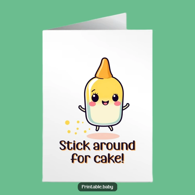 Free Printable Glue Stick Birthday Card: Sparkly Downloadable Gift for a Dazzling Celebration