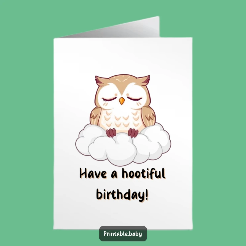 Free Printable Owl Birthday Card: Funny Downloadable Gift for Sweet Dreams