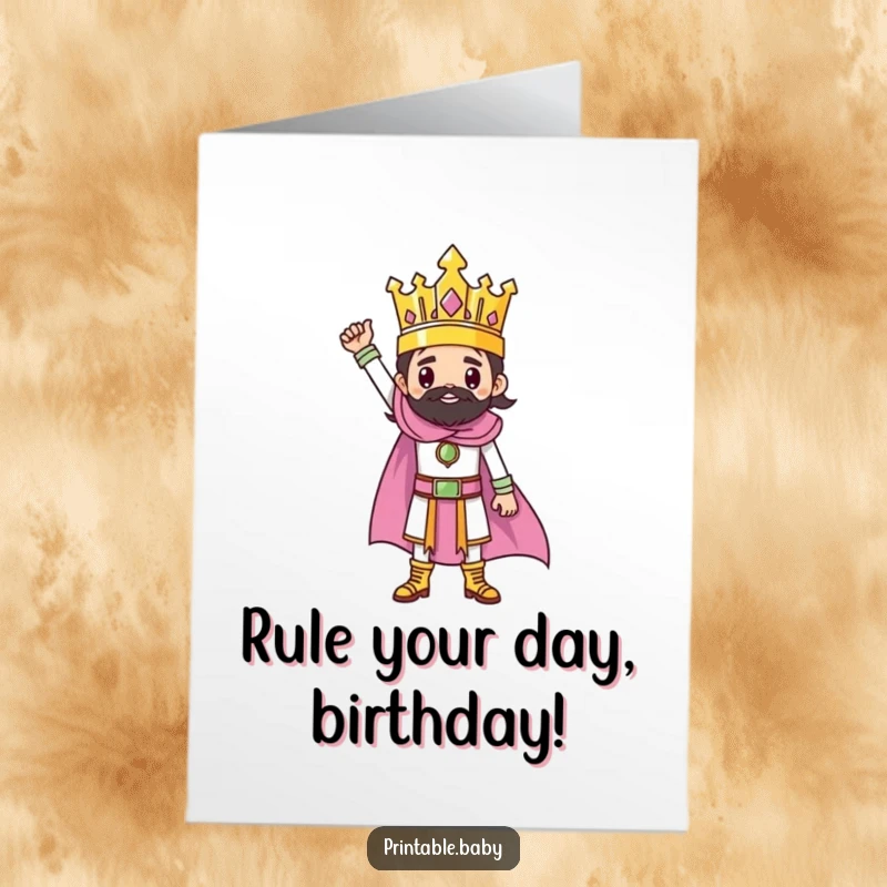 Funny Free Printable Ruler Birthday Card: A triumphant ruler character stands proudly on top of a completed drawing.