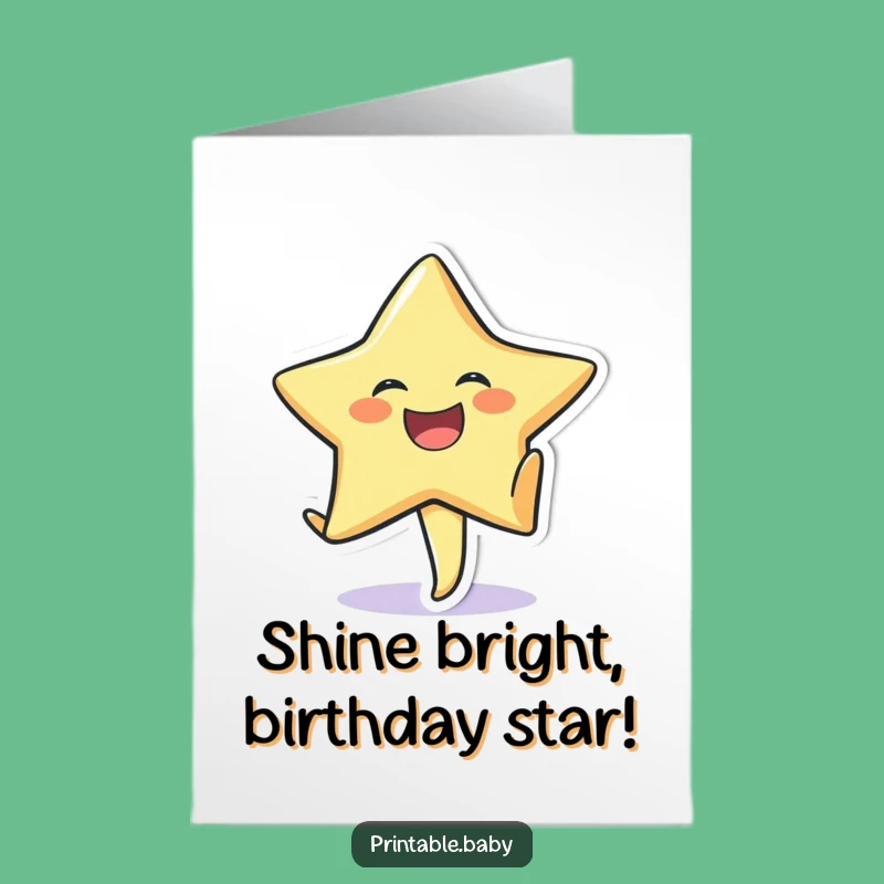 Free Printable Star Birthday Card: Funny Cartwheel Laugh Downloadable Gift