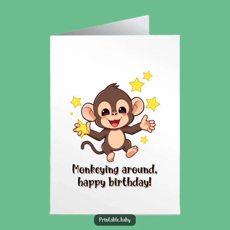 Free Printable Monkey Birthday Card: Funny Downloadable Gift for Star Performers