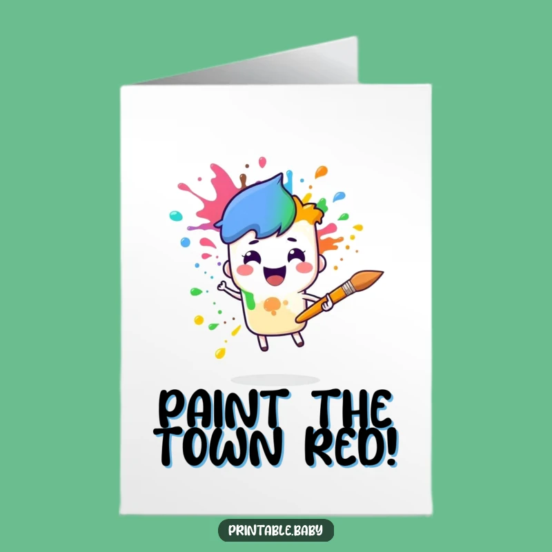 Free Printable Paintbrush Rainbow Birthday Card: Fun Downloadable Gift for Art Lovers