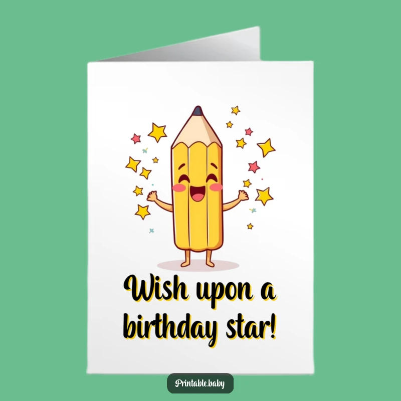 Free Printable Funny Birthday Card: Pencil's Star Scribble Downloadable Gift