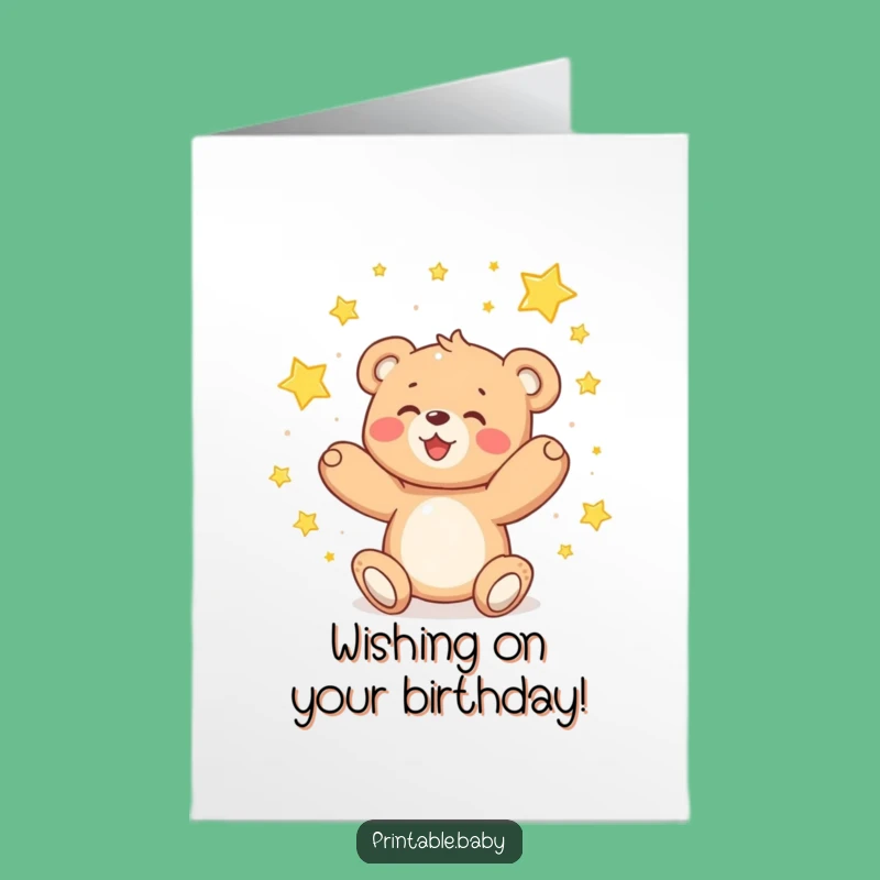 Free Printable Birthday Card: Teddy Bear Stars, Magical Downloadable Gift