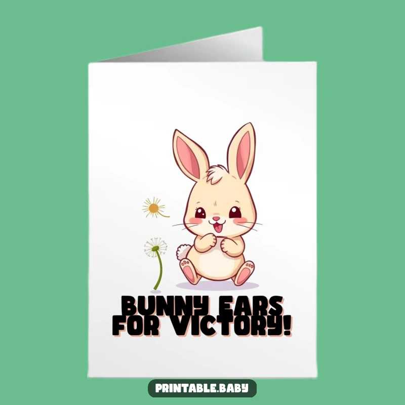 Free Printable Congrats Card: Bunny Chasing Wishes, Fun Downloadable Gift