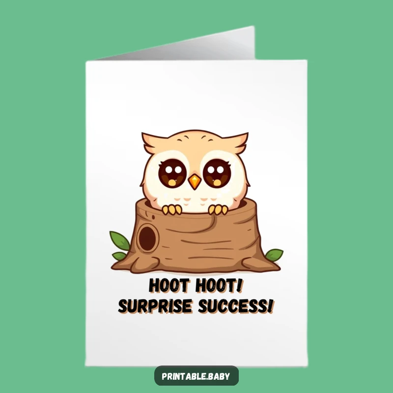 Free Printable Funny Owl Congrats Card: Surprised Peek LOL Downloadable Gift