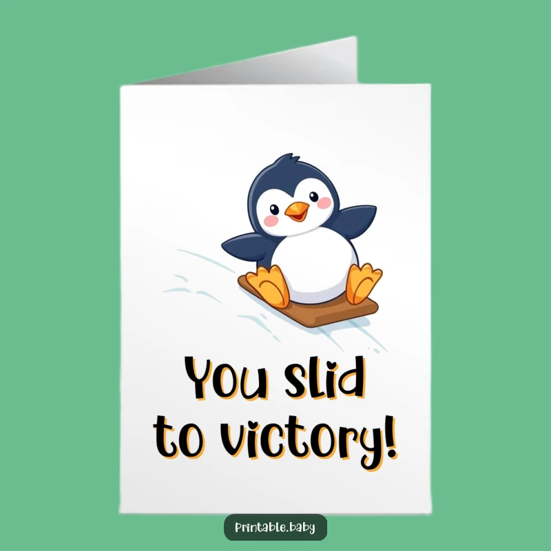 Free Printable Penguin Card: Congrats on Your Awesome Adventure Downloadable Gift