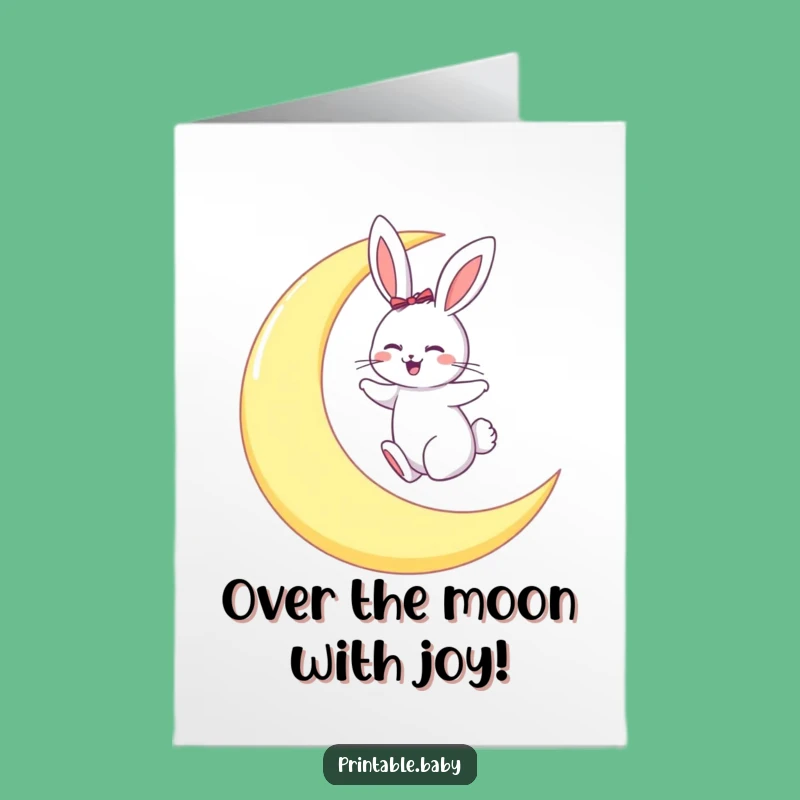 Free Printable Bunny Congrats Card: Moon Hopping Downloadable Gift